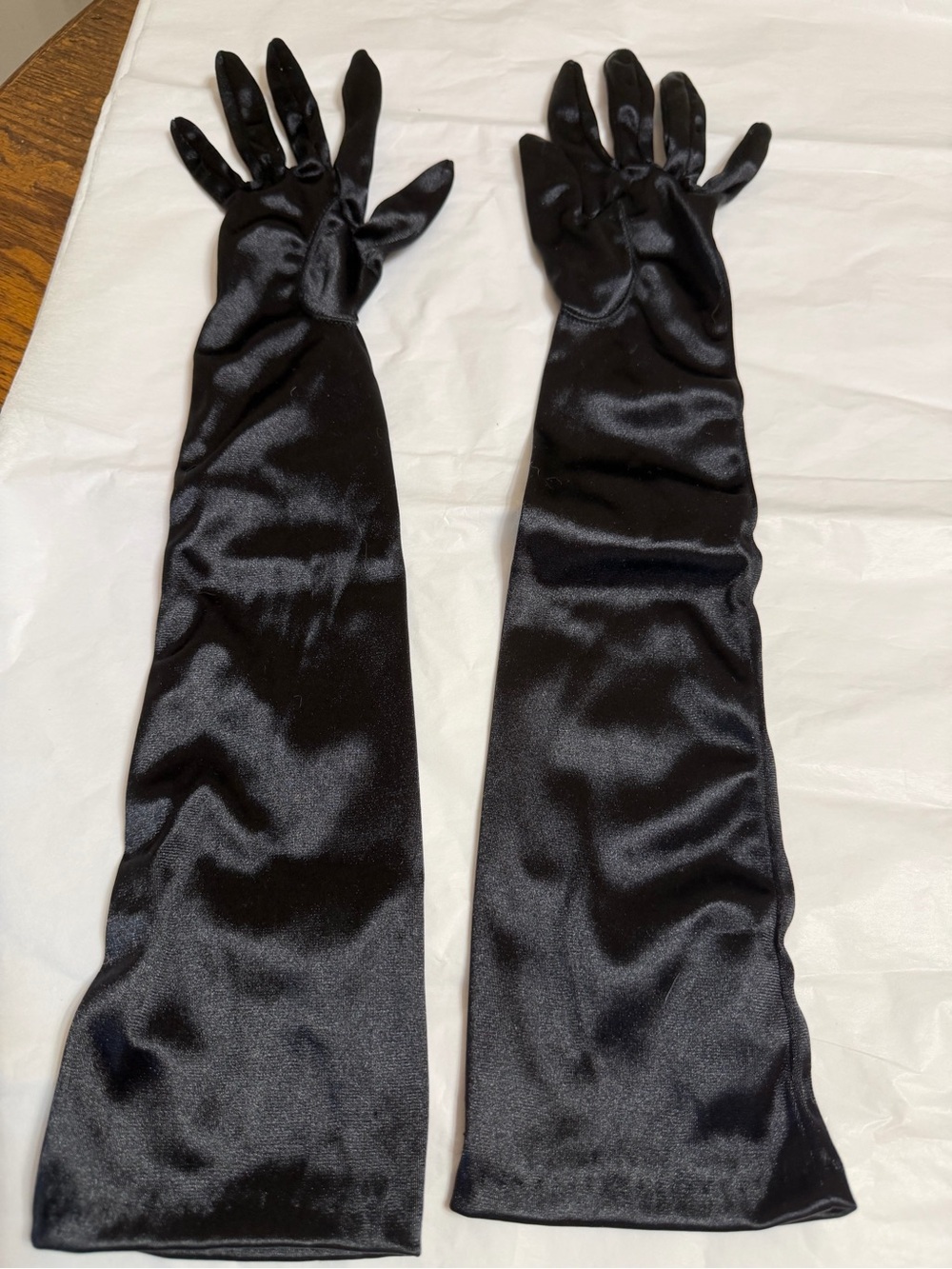 Black Satin Opera Gloves - Long Evening Gloves